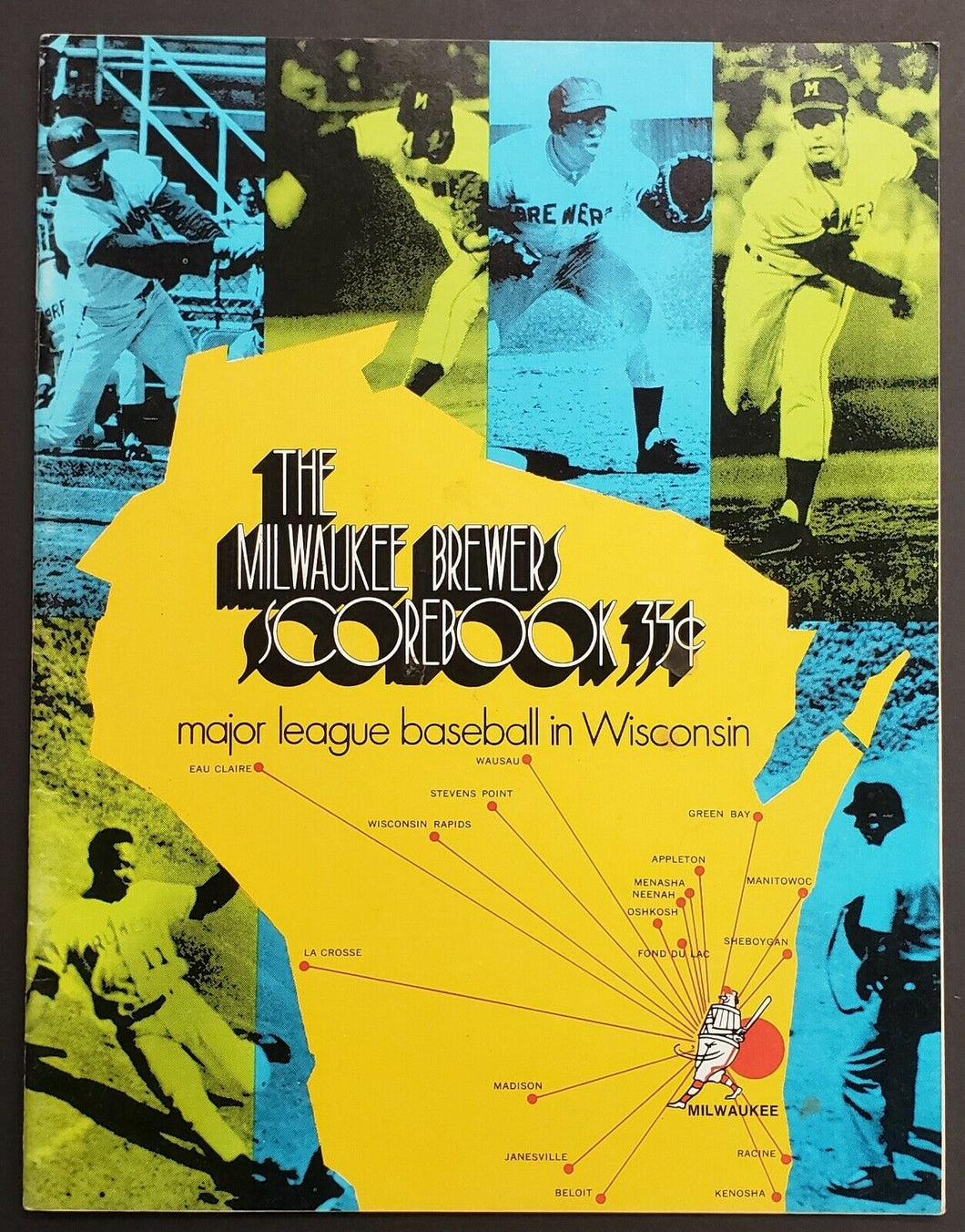 1972 Milwaukee County Stadium MLB Program Brewers vs Detroit Tigers Baseball