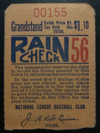 1940 Vintage MLB Baseball Boston Bees Braves Grandstand Ticket Stub Bee Hive