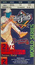 Load image into Gallery viewer, 1999 World Series Game 2 Ticket Stub Turner Field Yankees Braves EX+ 5.5 iCert
