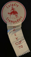 1970 Vintage CFL Football Button + Ribbon Montreal Alouettes Calgary Stampeders