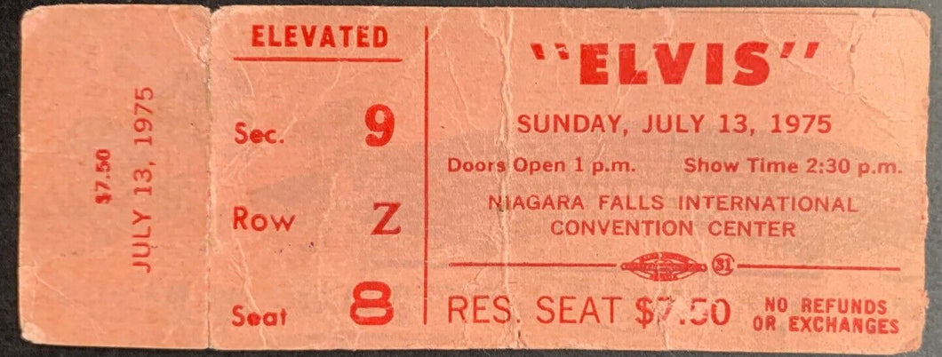 1975 Elvis Presley Concert Ticket Stub + Trading Card Niagara Falls Vintage