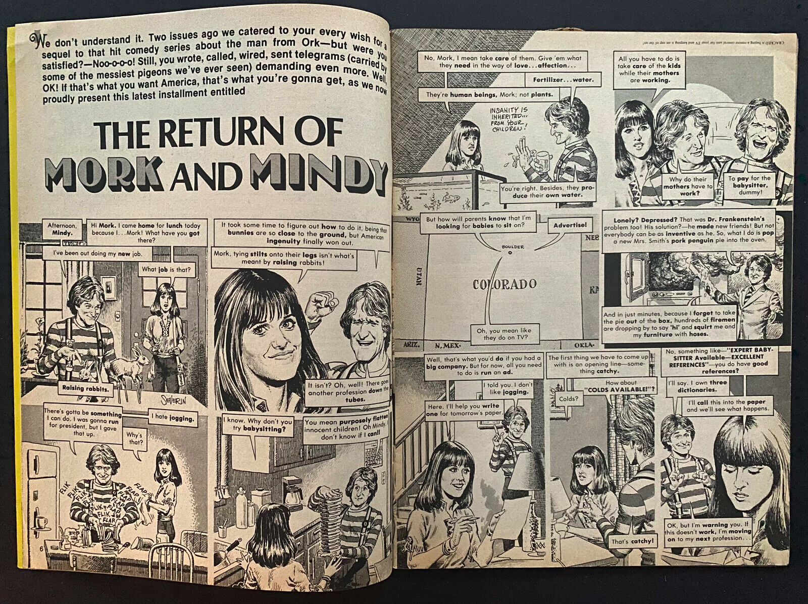 1979 Cracked Magazine Mork And Mindy Featured Cover October