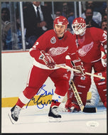 Brad McCrimmon Autographed Detroit Red Wings NHL Hockey Photo Signed JSA