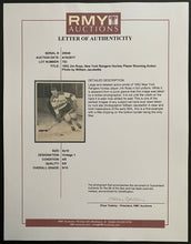 Load image into Gallery viewer, 1952 Vintage NHL Hockey New York Rangers Jim Ross Photograph LOA
