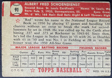 Load image into Gallery viewer, 1952 Topps Baseball Al Schoendienst #91 St. Louis Cardinals MLB Card Vintage
