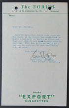 Load image into Gallery viewer, Circa 1940s Montreal Forum Letter - Signed By Publicity Director Camil DesRoches
