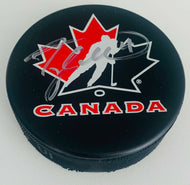 Taylor Hall Signed Team Canada Hockey Puck Autographed Trench MFG COA