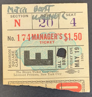 1950 Madison Square Garden Boxing Ticket Tiberio Mitri vs Dick Wagner Vintage