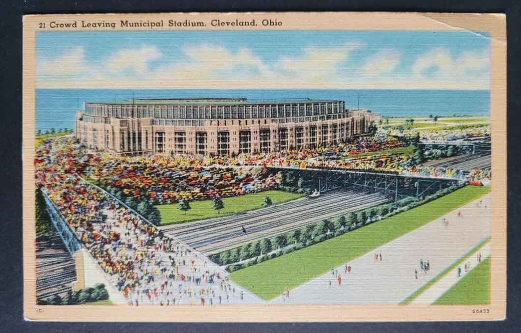 1950's Municipal Stadium Cleveland Ohio Football Postcard  Vintage Near Mint