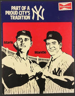 New York Yankees Cardboard Budweiser Sign Roger Maris Mickey Mantle Vintage
