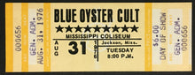 Load image into Gallery viewer, 1976 Blue Oyster Cult Concert Ticket Mississippi Coliseum Unused Vintage Music
