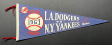 Load image into Gallery viewer, 1963 World Series MLB Baseball Pennant Full Size LA Dodgers vs New York Yankees
