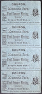 1880 Monmouth Park Racetrack x4 Racing Ticket Strip Tracks 1st Summer Meeting
