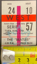 Load image into Gallery viewer, Aug 17 1965 Beatles Concert Ticket Stub Maple Leaf Gardens CHUM Chart Contest
