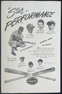 1948 Louisville Slugger Star Performance Ad Poster Musial DiMaggio Williams MLB