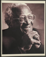 Desmond Tutu B&W Head Shot Photo + Autographed Signed Cut Religion Celebrity