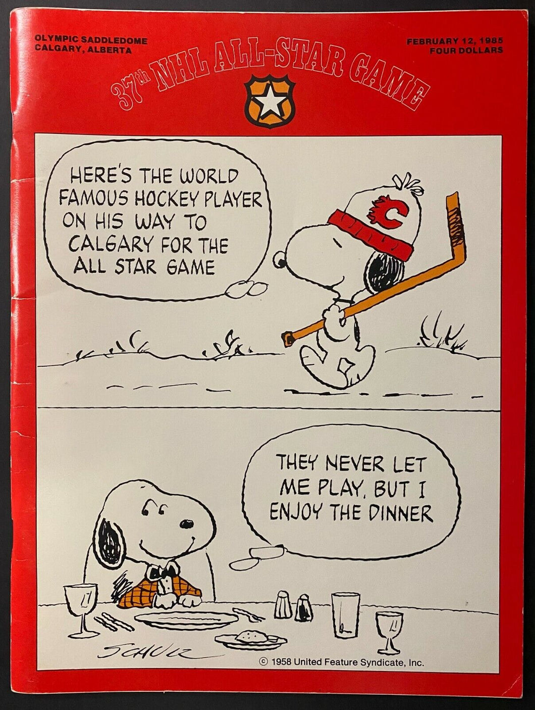 1985 NHL Hockey All-Star Game Program Olympic Saddledome Snoopy Cover Lemieux