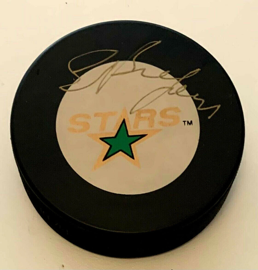 Ed Belfour Signed Dallas Stars Hockey Puck Autographed Trench MFG