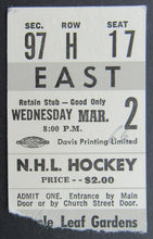 Load image into Gallery viewer, 1966 Maple Leaf Gardens NHL Program Insert + Ticket Stub - Toronto vs Montreal
