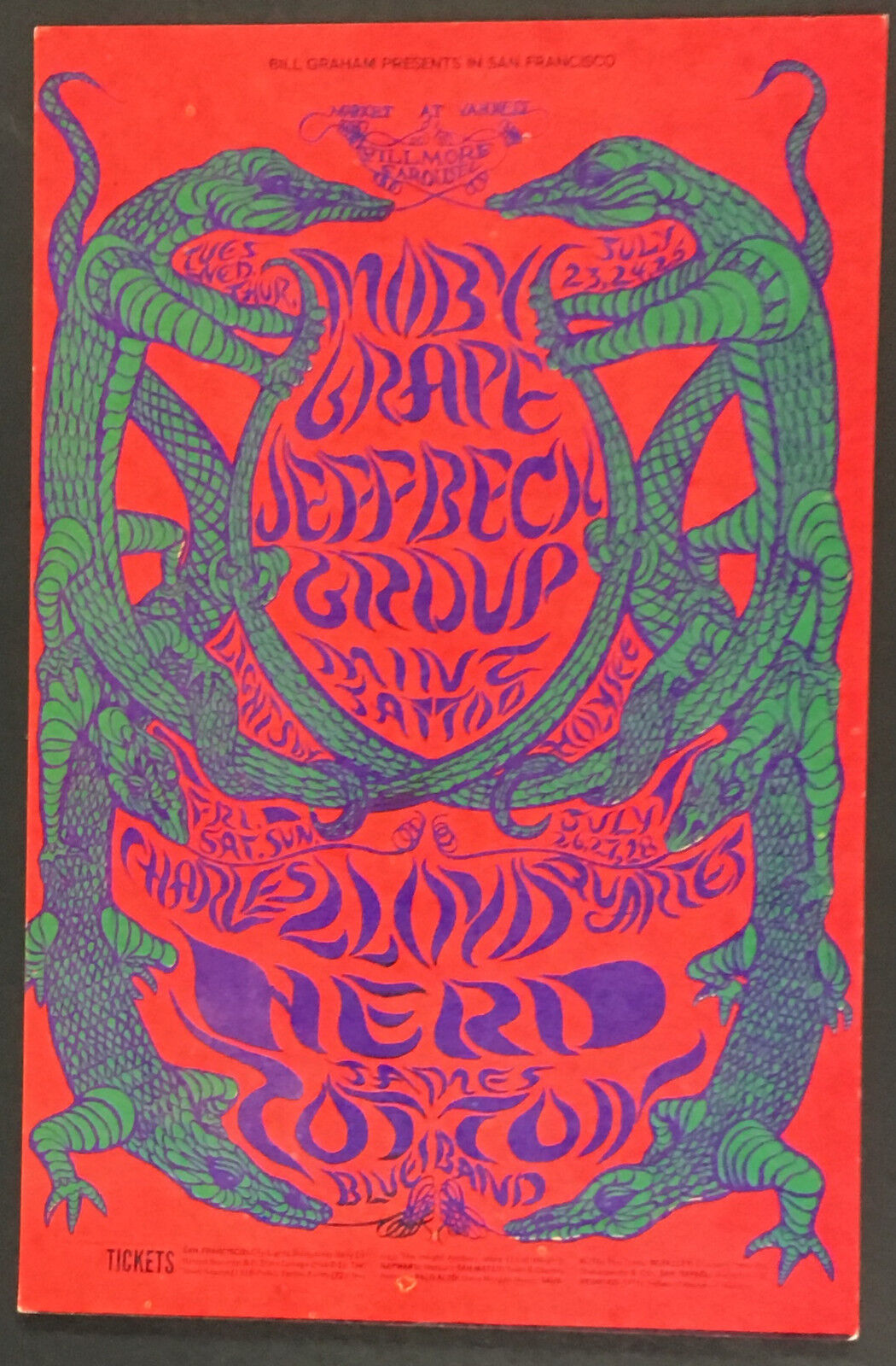 1968 Bill Graham Presents Moby Grape Jeff Back Playbill @ The Filmore Post Card