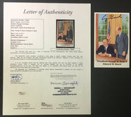 President George H W Bush Signed 1989 Perez Steele Hall Of Fame Post Card JSA