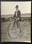 1930s Type 1 Photograph Man Riding Penny-Farthing Bicycle Vintage Antique