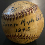 1943 Toronto Maple Leafs Baseball Team Signed Ball Autographed Burleigh Grimes