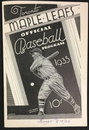 1935 International League Baseball Program Toronto Maple Leafs Cincinnati Reds