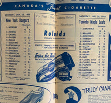 Load image into Gallery viewer, 1958 Maple Leaf Gardens NHL Hockey Program Toronto Maple Leafs vs NY Rangers
