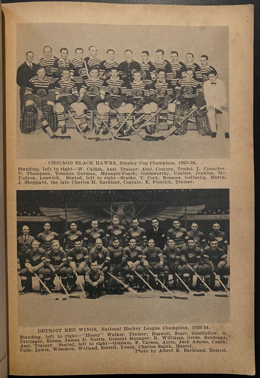 1934-35 Vintage NHL Original Hockey Guide Rule Book Team
