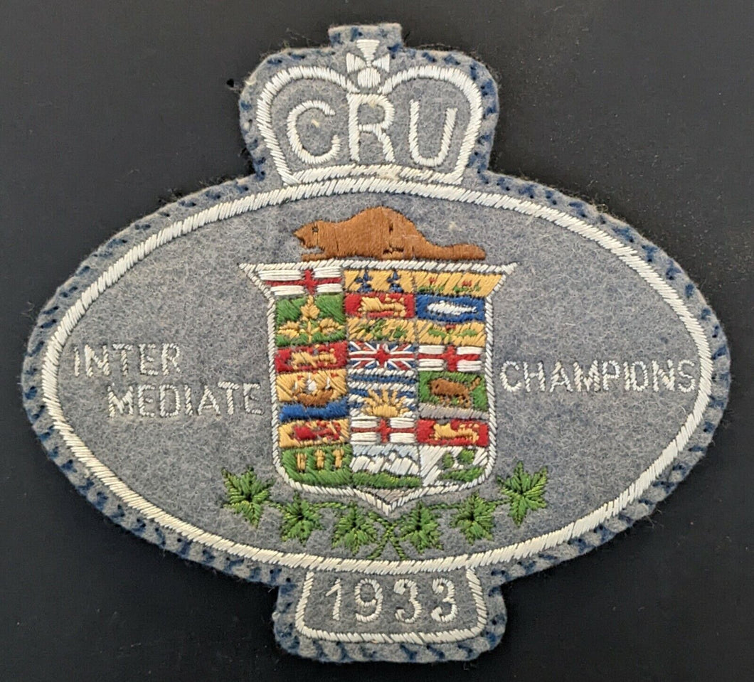 1933 Canadian Rugby Union Intermediate Champions Patch St. Thomas Tigers VTG