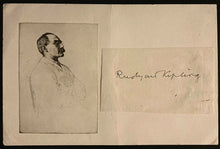 Load image into Gallery viewer, Vintage Rudyard Kipling Legendary Historical Author Signed Portrait Card PSA LOA
