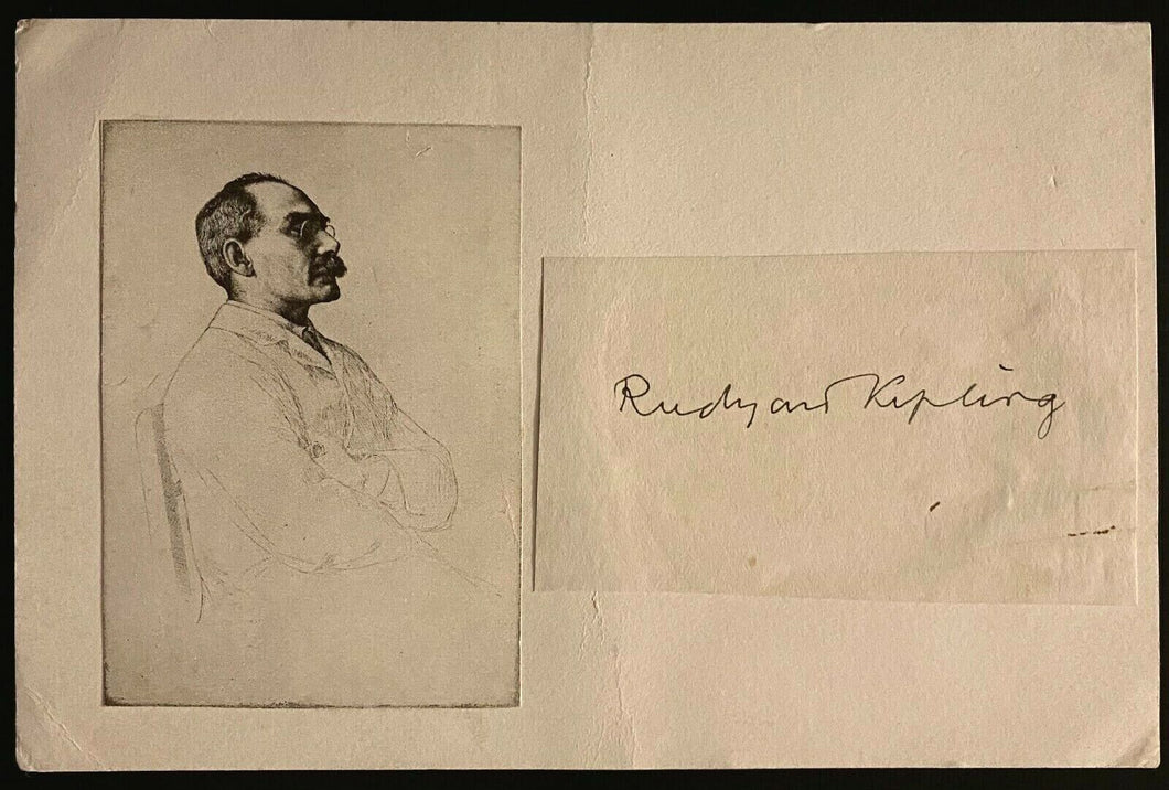 Vintage Rudyard Kipling Legendary Historical Author Signed Portrait Card PSA LOA