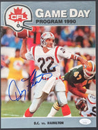 1990 BC Lions Hamilton Tiger-Cats Doug Flutie Autographed Program Signed CFL JSA