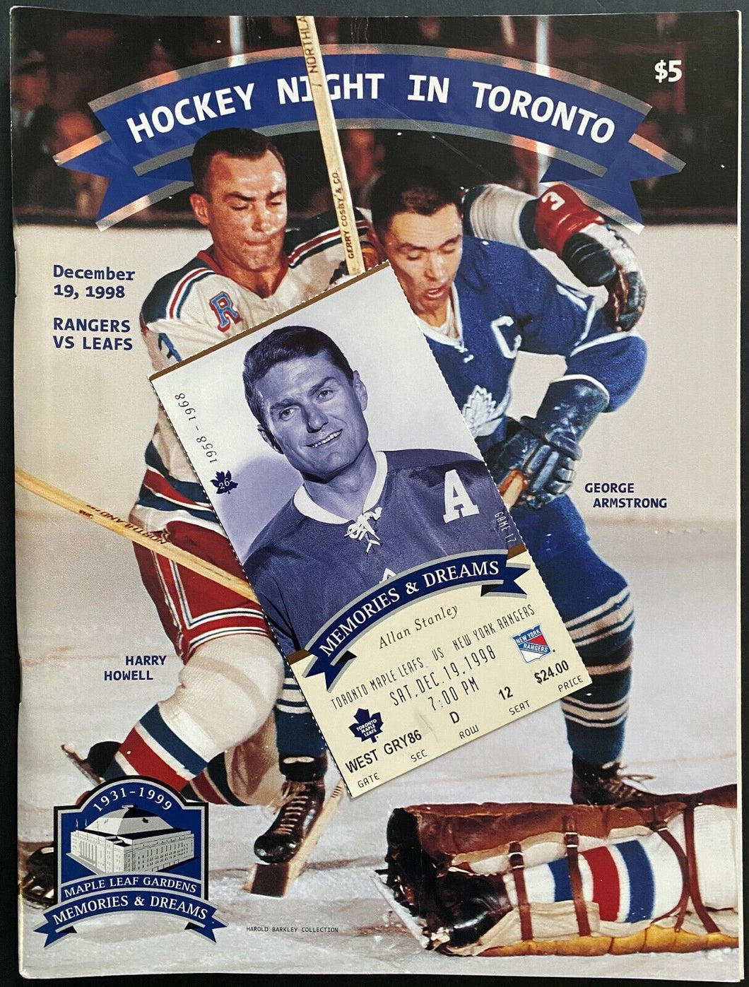 1998 Wayne Gretzky Last NHL Hockey Game in Toronto Ticket Stub  & Program