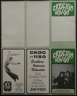 1971 CKOC Radio Music Regular Chart w/ Extra Misprint Chart With Blank Side