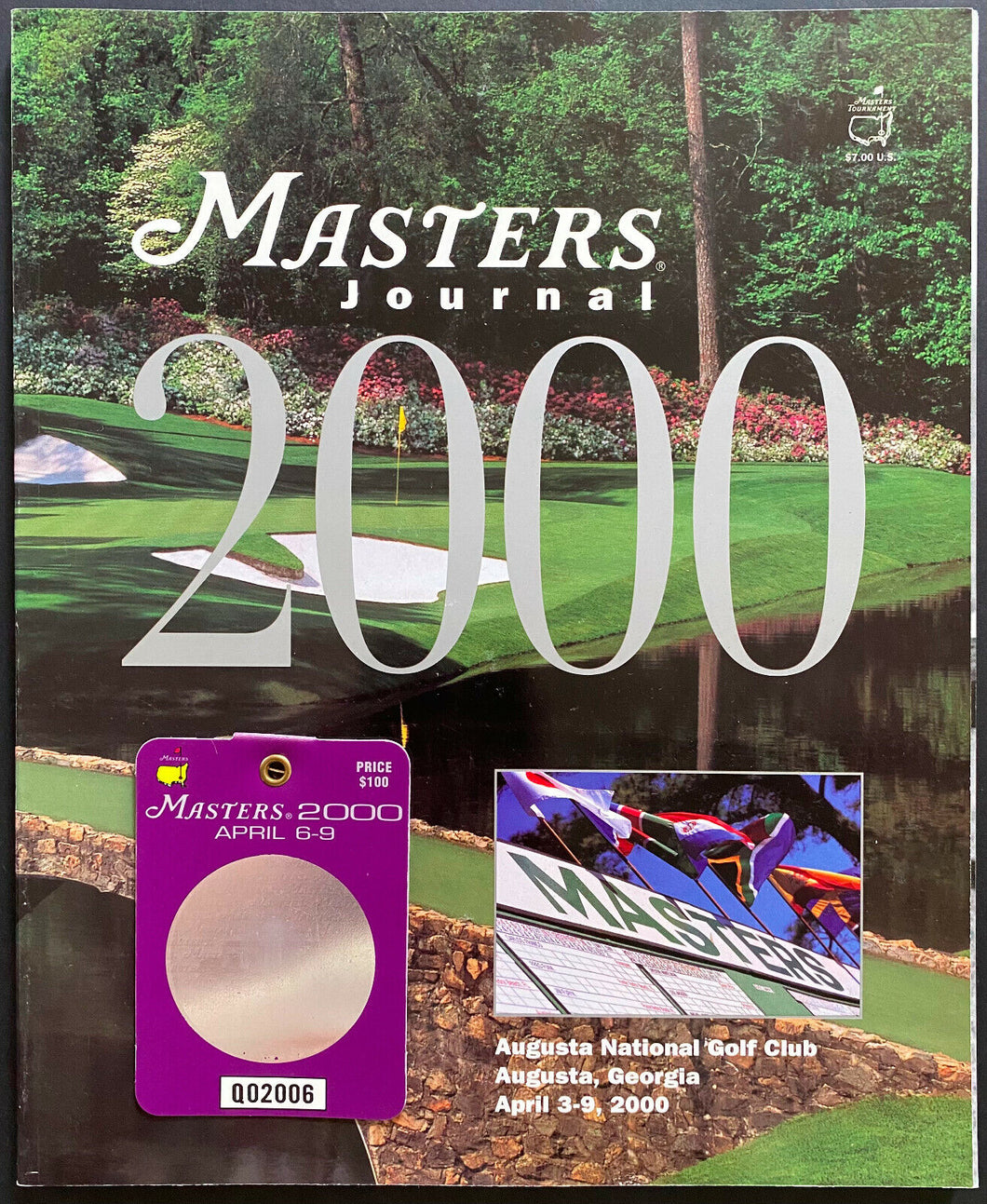 2000 PGA Masters Golf Tournament Program + Weekend Pass Vijay Singh Wins