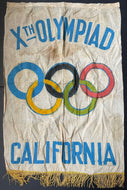 1932 Xth Summer Olympics Los Angeles California Original Linen Banner VTG LOA
