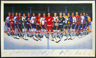 500 Goal Scorer NHL Hockey Multi Signed Autographed Print x16 Ron Lewis Art JSA