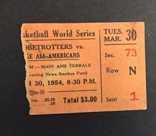 Load image into Gallery viewer, 1954 Harlem Globetrotters Vs College All Americans Ticket Stub Vtg Basketball
