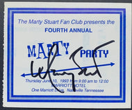 1993 Marty Stuart Signed Fan Club Music Ticket Nashville Country Singer Vintage