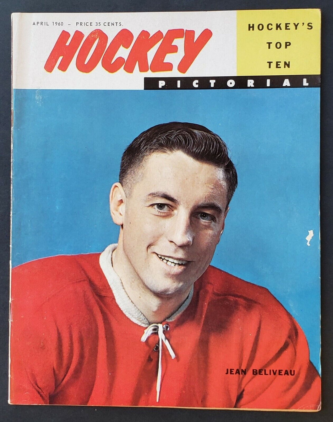 1960 Hockey Pictorial Magazine Montreal Canadiens Jean Beliveau Front Cover NHL