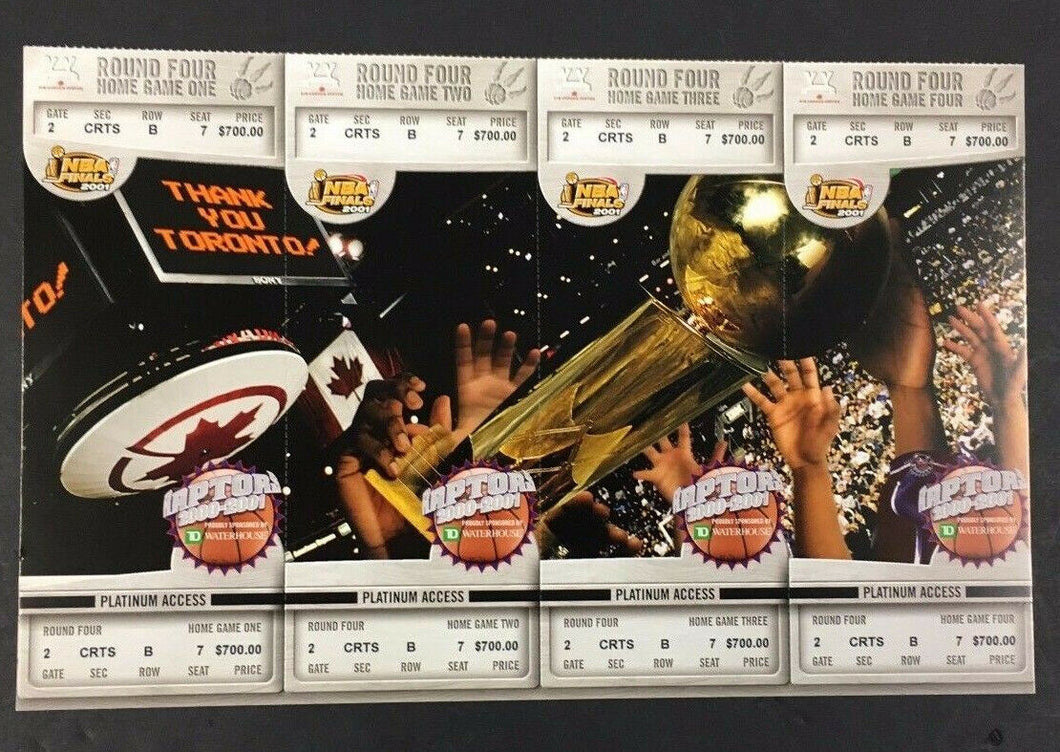 2000-2001 Toronto Raptors NBA Basketball Phantom Finals Tickets Home Game Sheet
