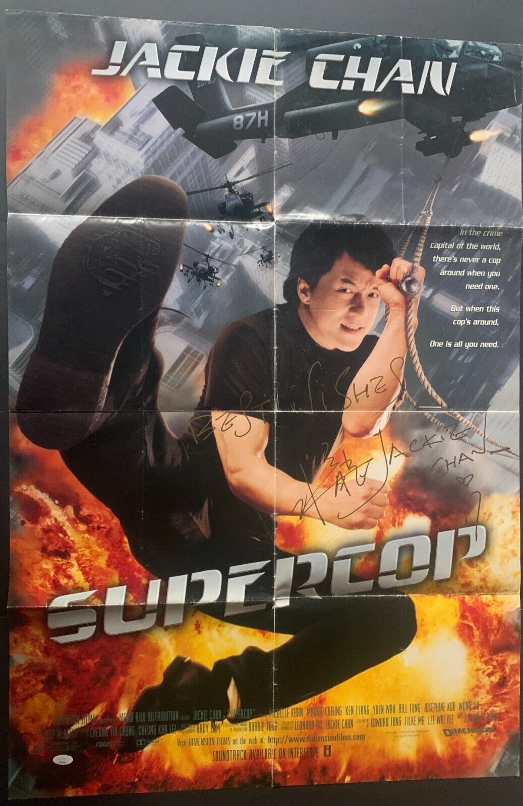 Jackie Chan Autographed Supercop Poster JSA Movies Celebrity