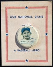 Load image into Gallery viewer, 1938 George Selkirk Our National Game PM8 Baseball Hero Pin Button Original Back
