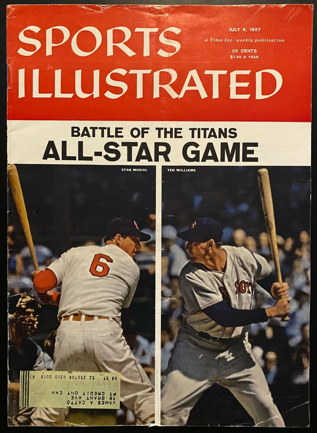 July 8, 1957 Sports Illustrated MLB All-Star Preview Stan Musial Ted Williams