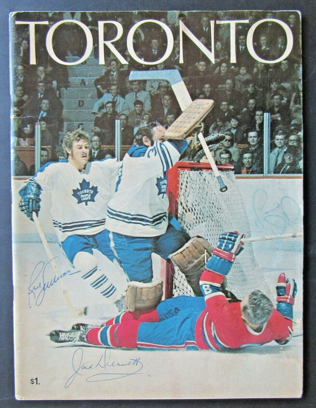 1970-1971 NHL Toronto Maple Leafs Yearbook Signed By Jack Bennet & Red Sullivan