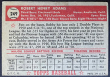 Load image into Gallery viewer, 1952 Topps Baseball JBobby Adams #249 Cincinnati Reds MLB Card Vintage
