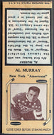 1934-35 Al Murray New York Americans Diamond Match Book Cover NHL Hockey