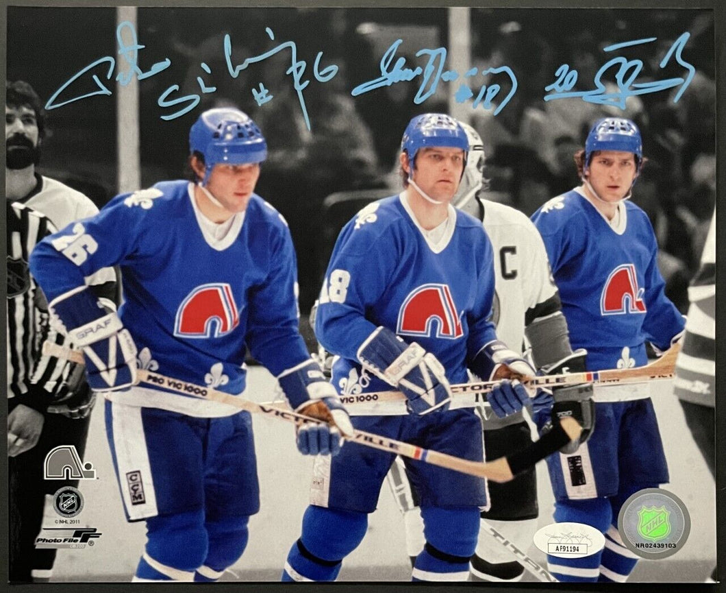 Stastny Brothers Peter + Anton + Marion Autographed NHL Hockey Photo Quebec JSA